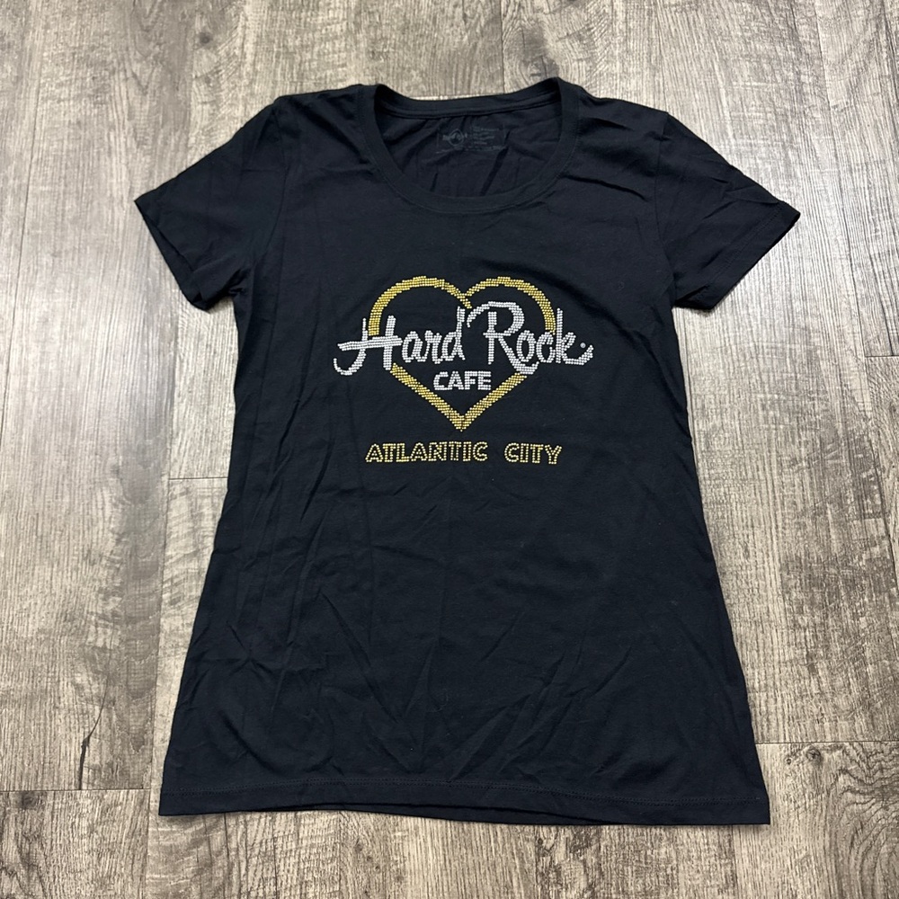 Hard Rock Cafe Rhinestone Atlantic City Fitted Top